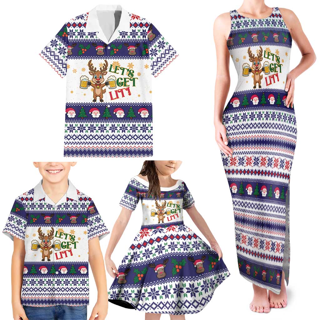 Reindeer Beer Christmas Family Matching Tank Maxi Dress and Hawaiian Shirt Xmas Holiday Patterns - Wonder Print Shop