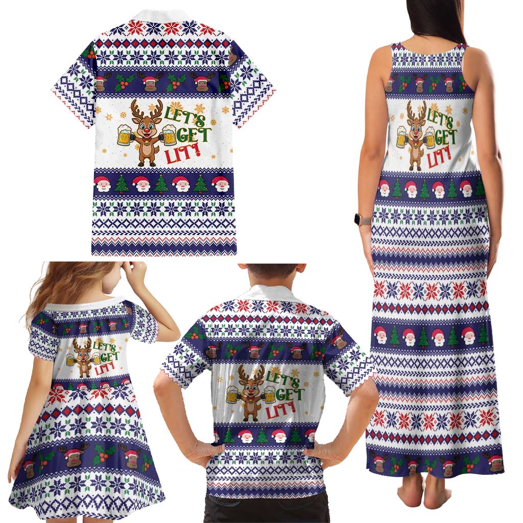 Reindeer Beer Christmas Family Matching Tank Maxi Dress and Hawaiian Shirt Xmas Holiday Patterns - Wonder Print Shop
