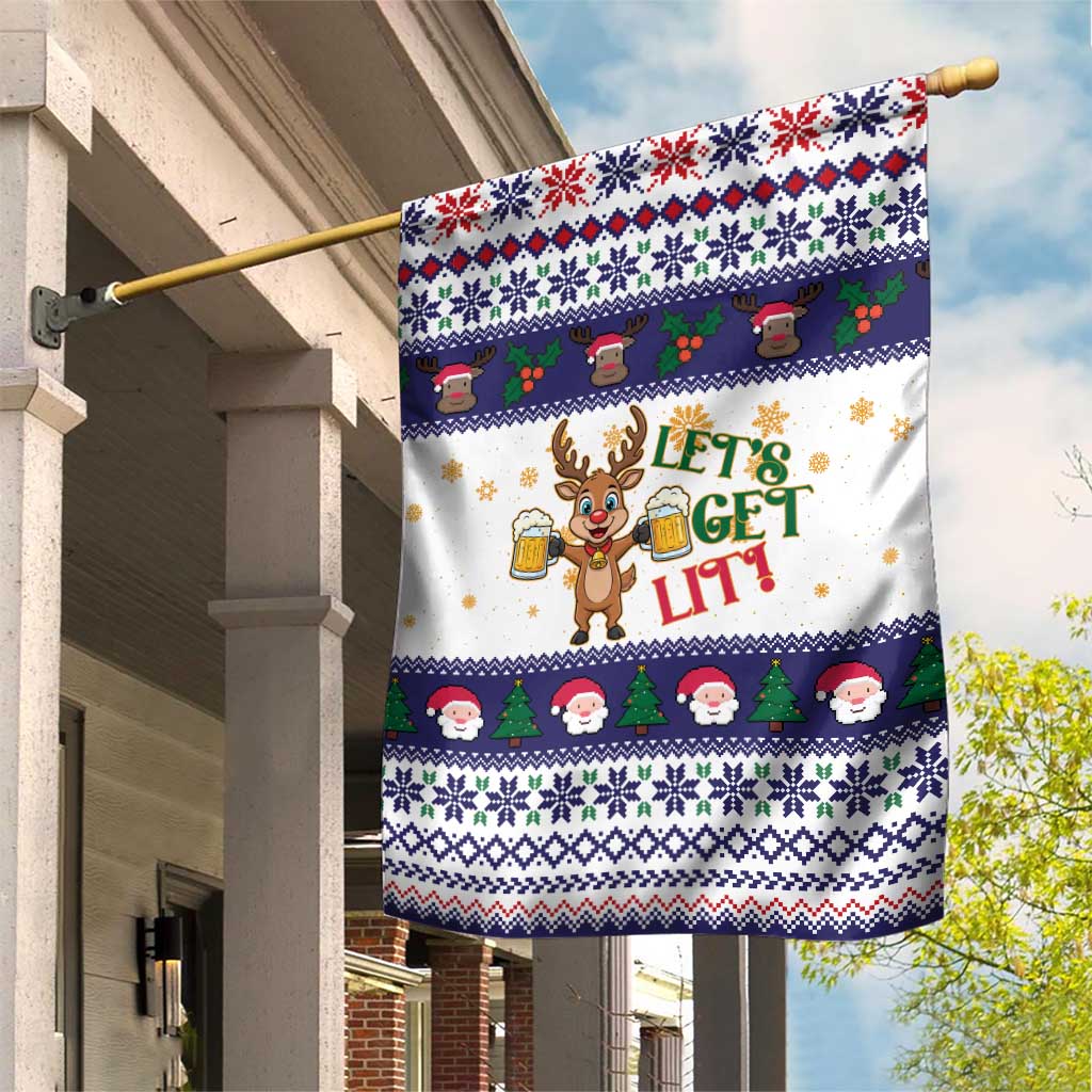 Reindeer Beer Christmas Garden Flag Xmas Holiday Patterns - Wonder Print Shop