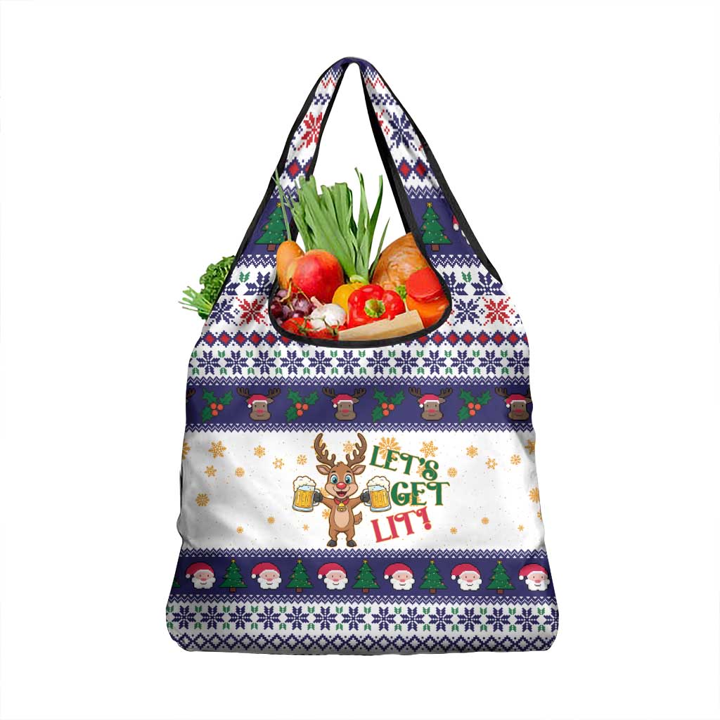 Reindeer Beer Christmas Grocery Bag Xmas Holiday Patterns - Wonder Print Shop