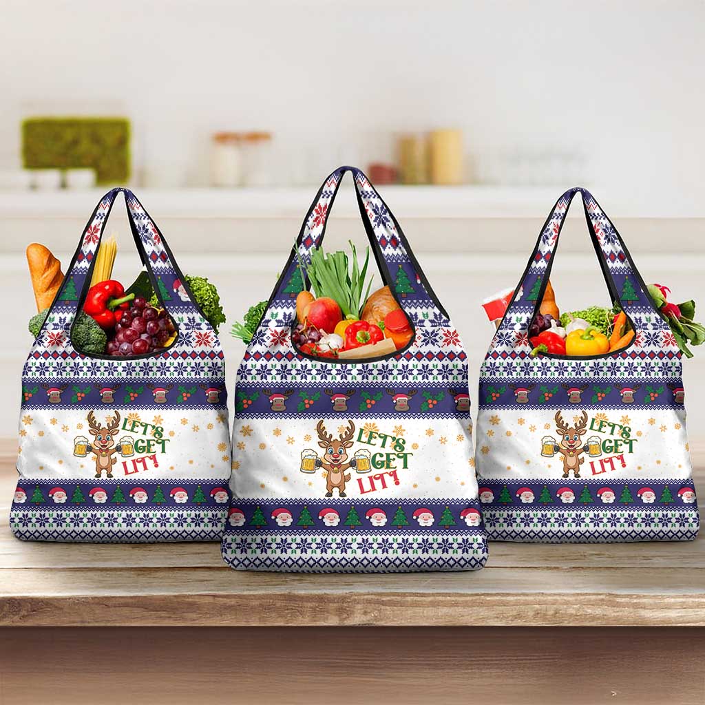 Reindeer Beer Christmas Grocery Bag Xmas Holiday Patterns - Wonder Print Shop
