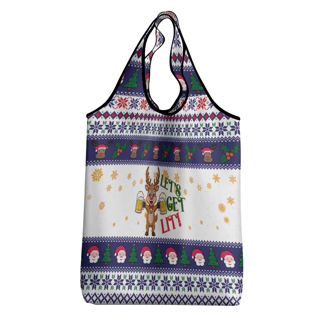 Reindeer Beer Christmas Grocery Bag Xmas Holiday Patterns - Wonder Print Shop