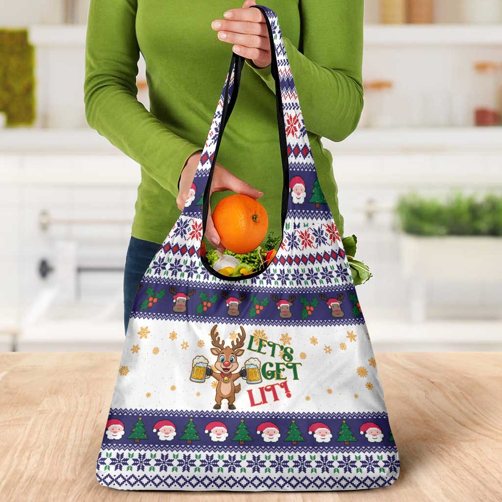 Reindeer Beer Christmas Grocery Bag Xmas Holiday Patterns - Wonder Print Shop