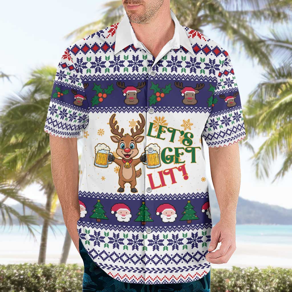 Reindeer Beer Christmas Hawaiian Shirt Xmas Holiday Patterns - Wonder Print Shop