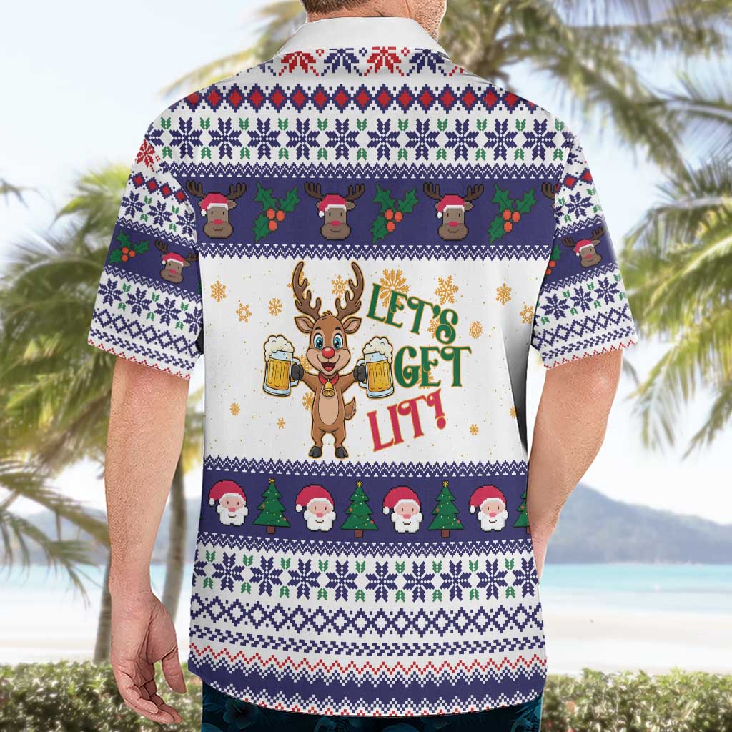 Reindeer Beer Christmas Hawaiian Shirt Xmas Holiday Patterns - Wonder Print Shop