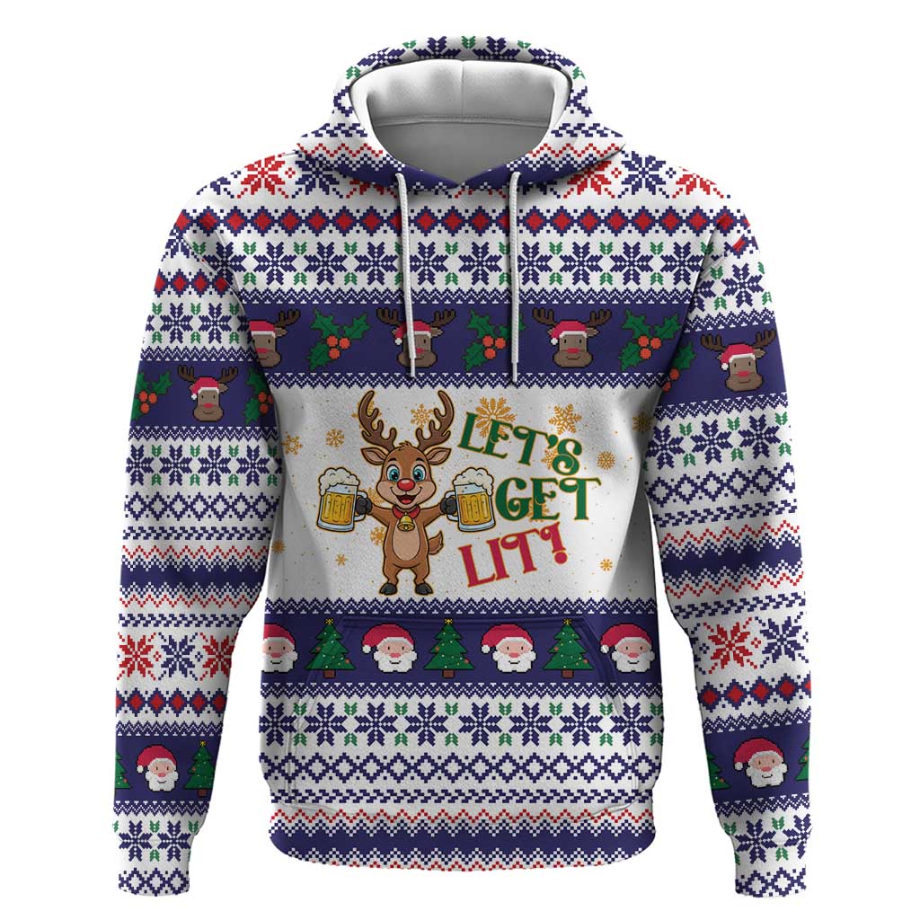 Reindeer Beer Christmas Hoodie Xmas Holiday Patterns - Wonder Print Shop