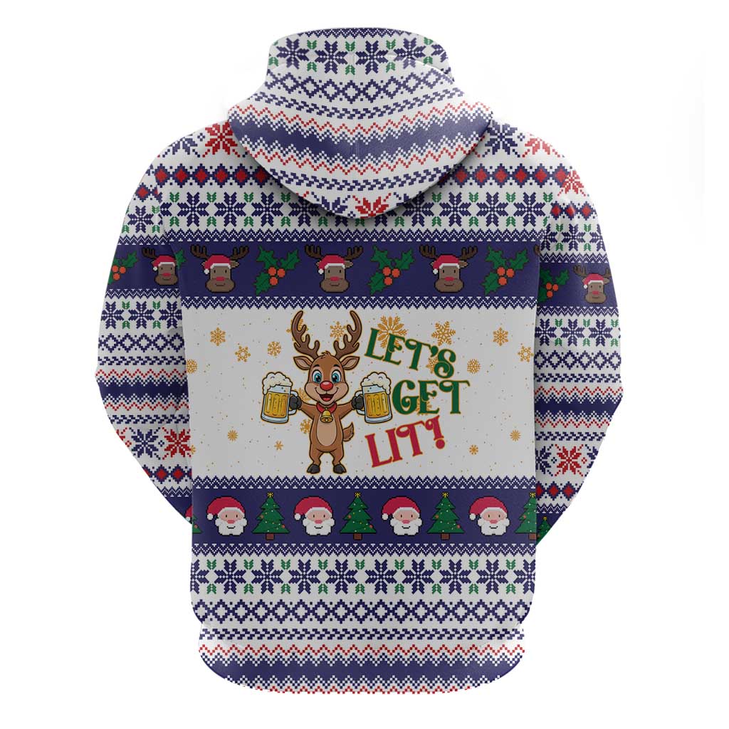 Reindeer Beer Christmas Hoodie Xmas Holiday Patterns - Wonder Print Shop