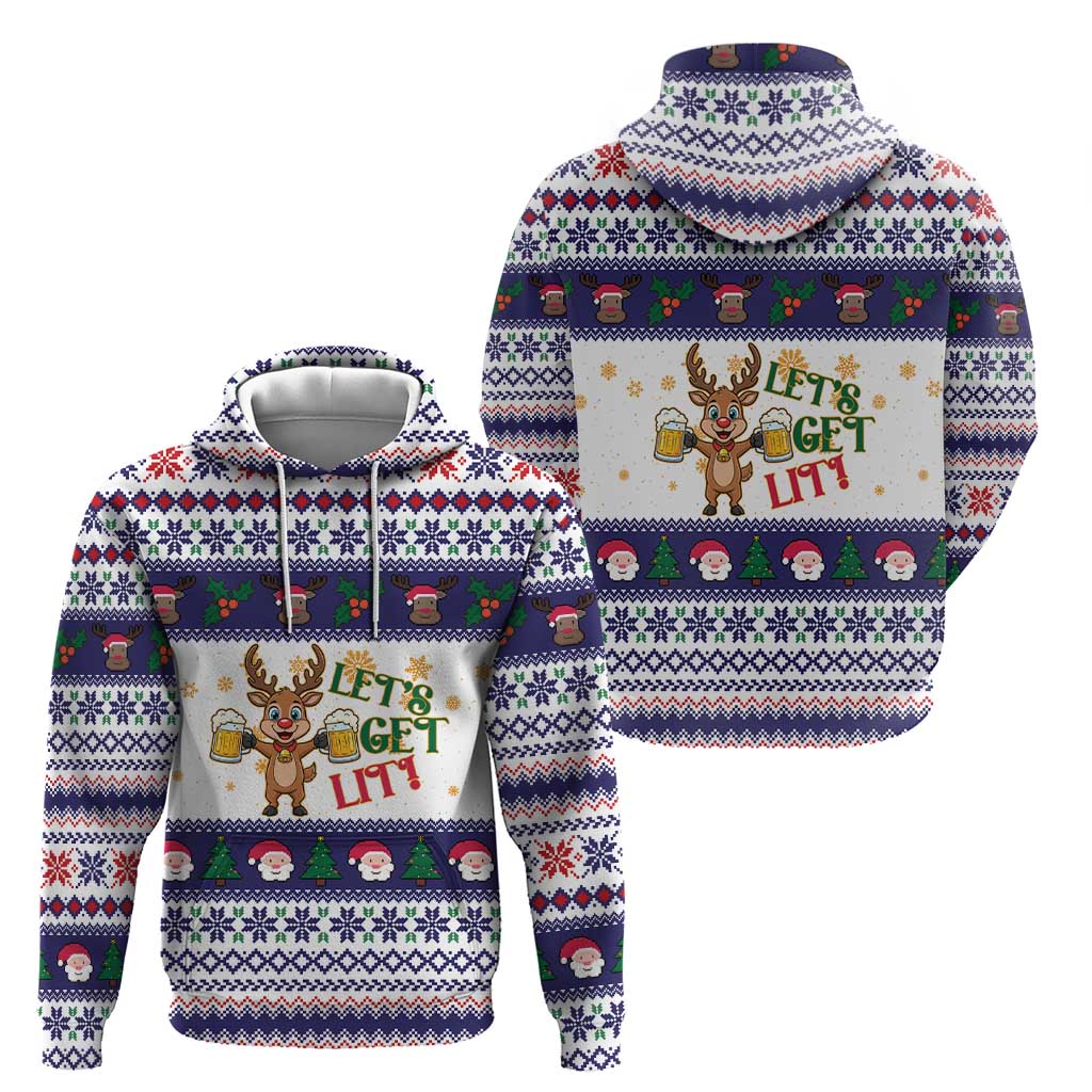 Reindeer Beer Christmas Hoodie Xmas Holiday Patterns - Wonder Print Shop