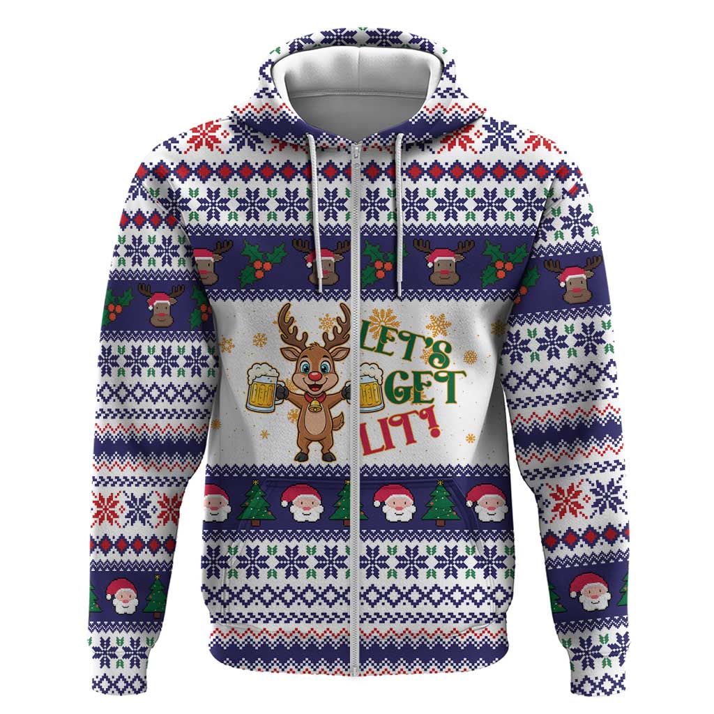 Reindeer Beer Christmas Hoodie Xmas Holiday Patterns - Wonder Print Shop