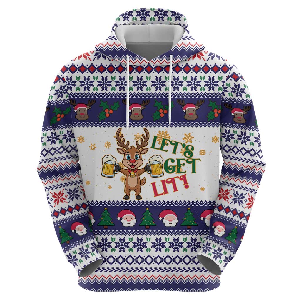 Reindeer Beer Christmas Hoodie Xmas Holiday Patterns - Wonder Print Shop