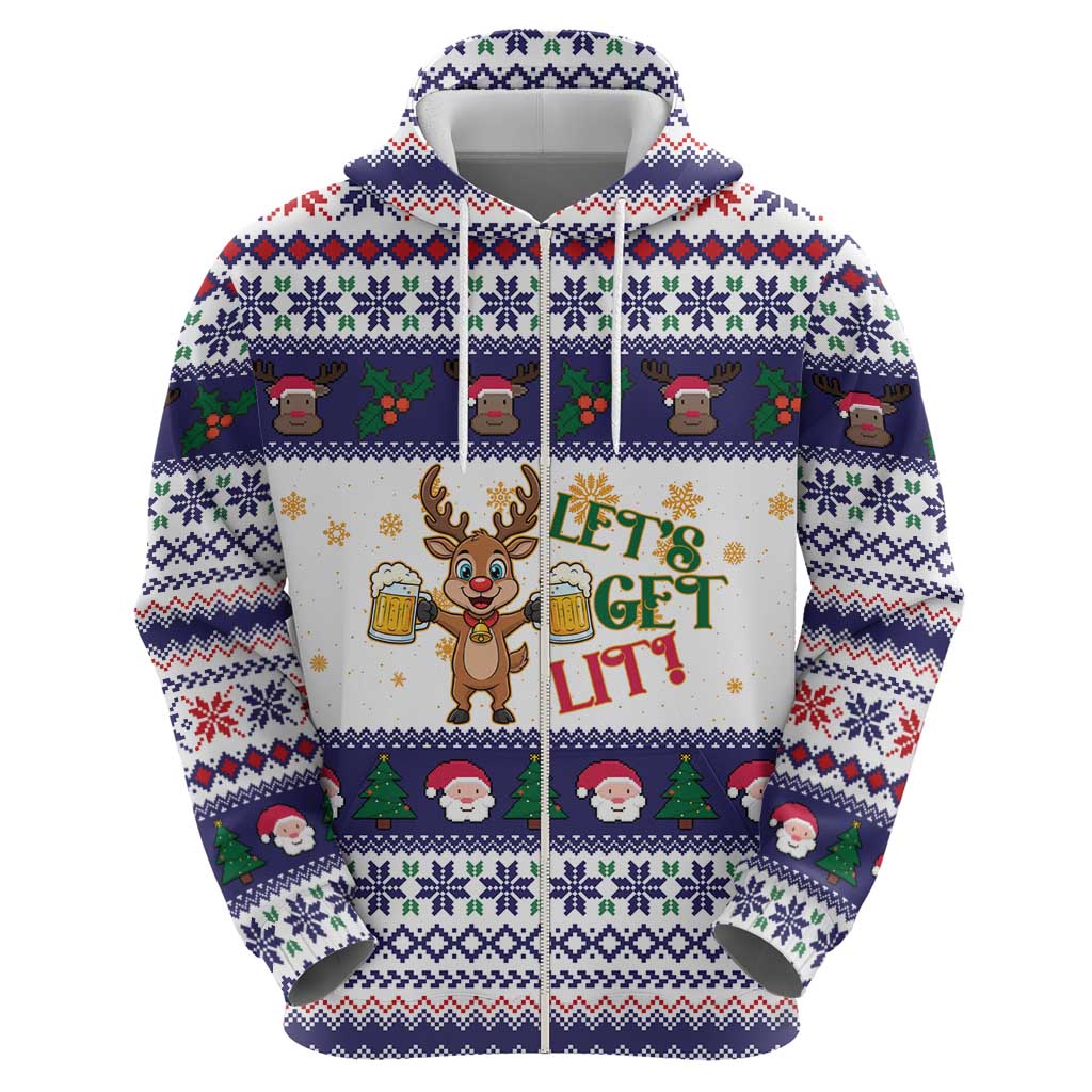 Reindeer Beer Christmas Hoodie Xmas Holiday Patterns - Wonder Print Shop