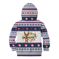 Reindeer Beer Christmas Kid Hoodie Xmas Holiday Patterns - Wonder Print Shop