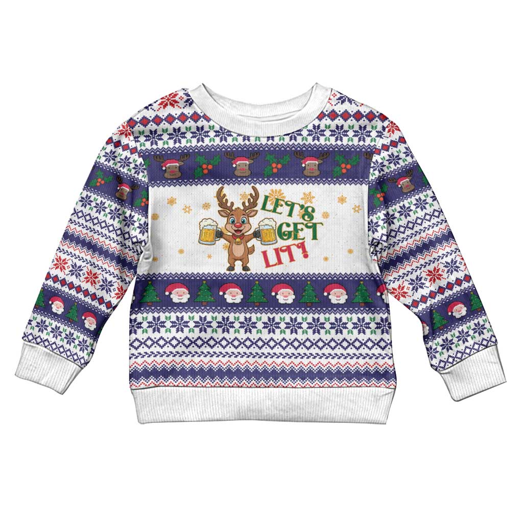 Reindeer Beer Christmas Kid Ugly Christmas Sweater Xmas Holiday Patterns - Wonder Print Shop