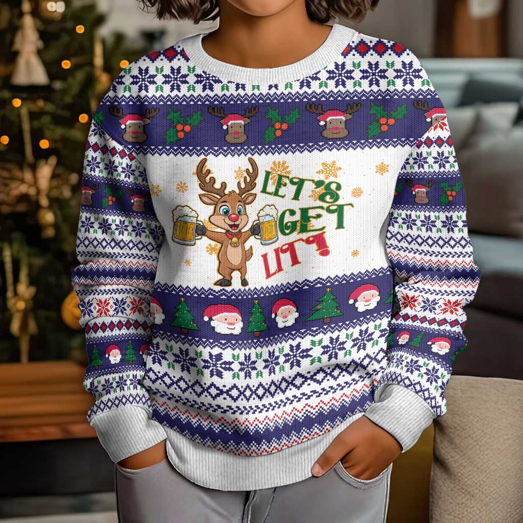 Reindeer Beer Christmas Kid Ugly Christmas Sweater Xmas Holiday Patterns - Wonder Print Shop