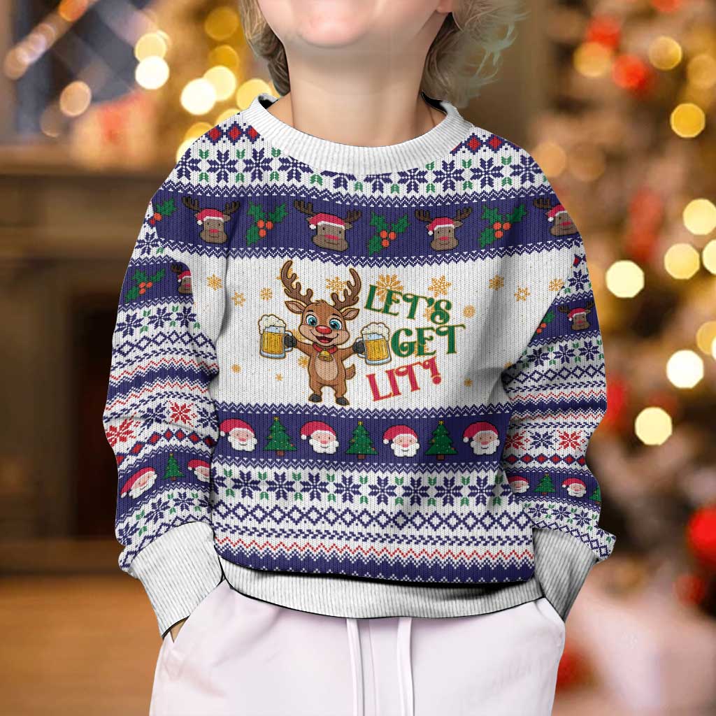 Reindeer Beer Christmas Kid Ugly Christmas Sweater Xmas Holiday Patterns - Wonder Print Shop