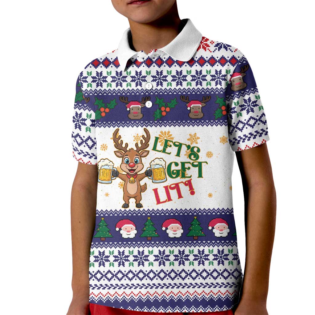 Reindeer Beer Christmas Kid Polo Shirt Xmas Holiday Patterns - Wonder Print Shop