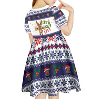 Reindeer Beer Christmas Kid Short Sleeve Dress Xmas Holiday Patterns - Wonder Print Shop