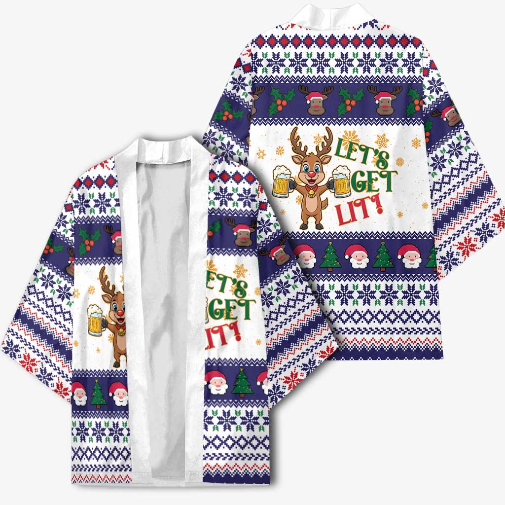 Reindeer Beer Christmas Kimono Xmas Holiday Patterns - Wonder Print Shop