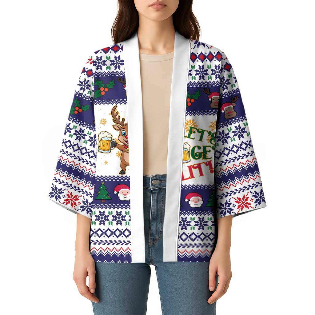 Reindeer Beer Christmas Kimono Xmas Holiday Patterns - Wonder Print Shop
