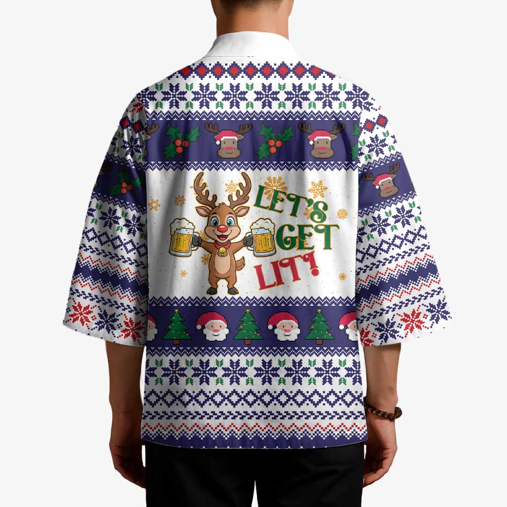 Reindeer Beer Christmas Kimono Xmas Holiday Patterns - Wonder Print Shop