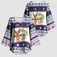 Reindeer Beer Christmas Kimono Sleeve Blouse Xmas Holiday Patterns - Wonder Print Shop
