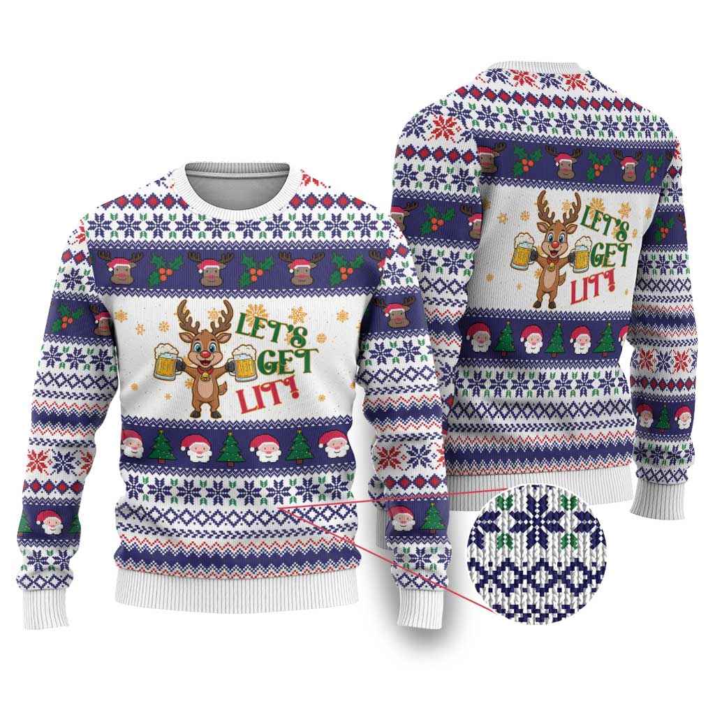Reindeer Beer Christmas Ugly Christmas Sweater Xmas Holiday Patterns - Wonder Print Shop