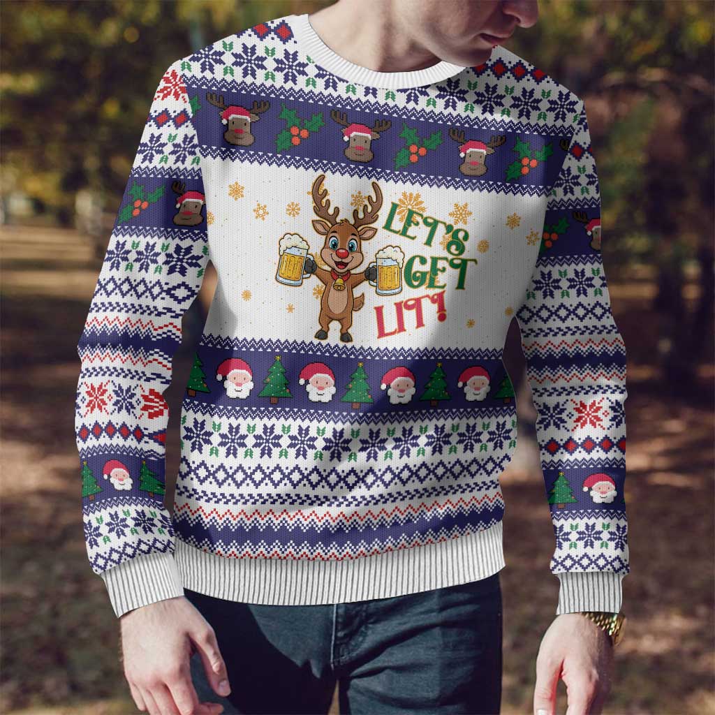 Reindeer Beer Christmas Ugly Christmas Sweater Xmas Holiday Patterns - Wonder Print Shop