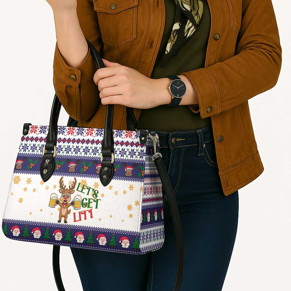 Reindeer Beer Christmas Leather Bag Xmas Holiday Patterns - Wonder Print Shop