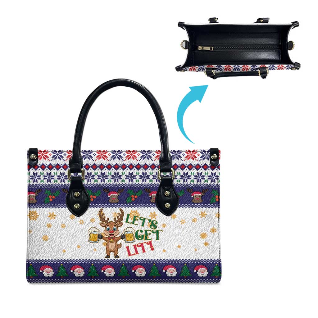 Reindeer Beer Christmas Leather Bag Xmas Holiday Patterns - Wonder Print Shop