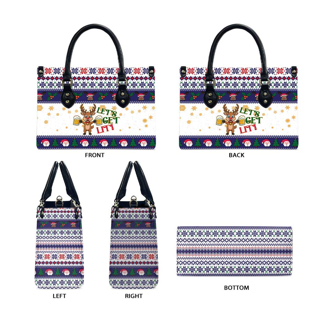 Reindeer Beer Christmas Leather Bag Xmas Holiday Patterns - Wonder Print Shop