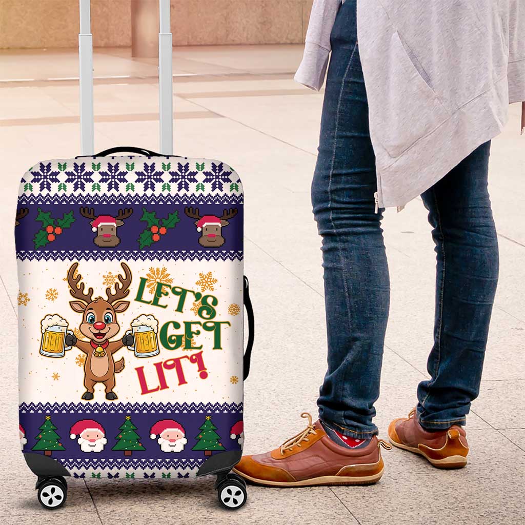 Reindeer Beer Christmas Luggage Cover Xmas Holiday Patterns - Wonder Print Shop