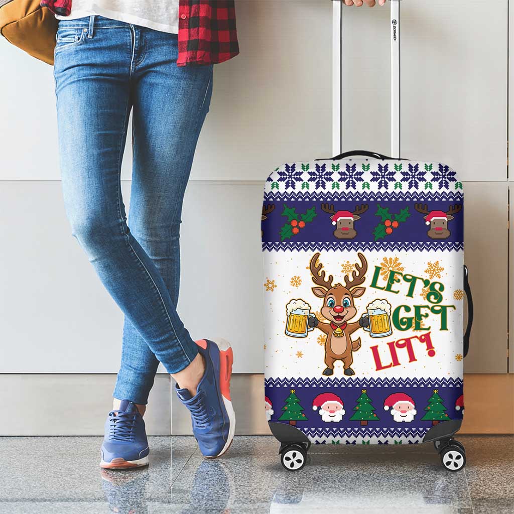 Reindeer Beer Christmas Luggage Cover Xmas Holiday Patterns - Wonder Print Shop