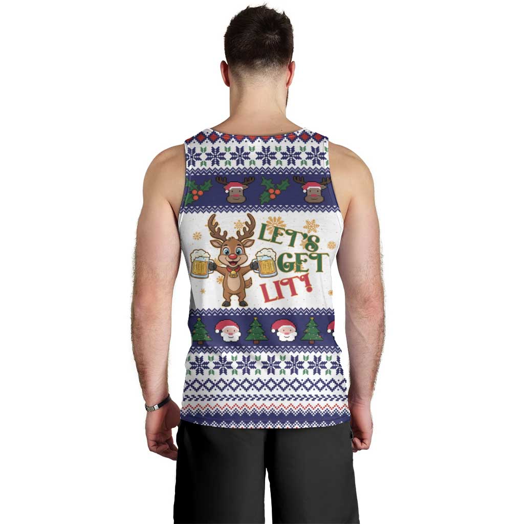Reindeer Beer Christmas Men Tank Top Xmas Holiday Patterns - Wonder Print Shop