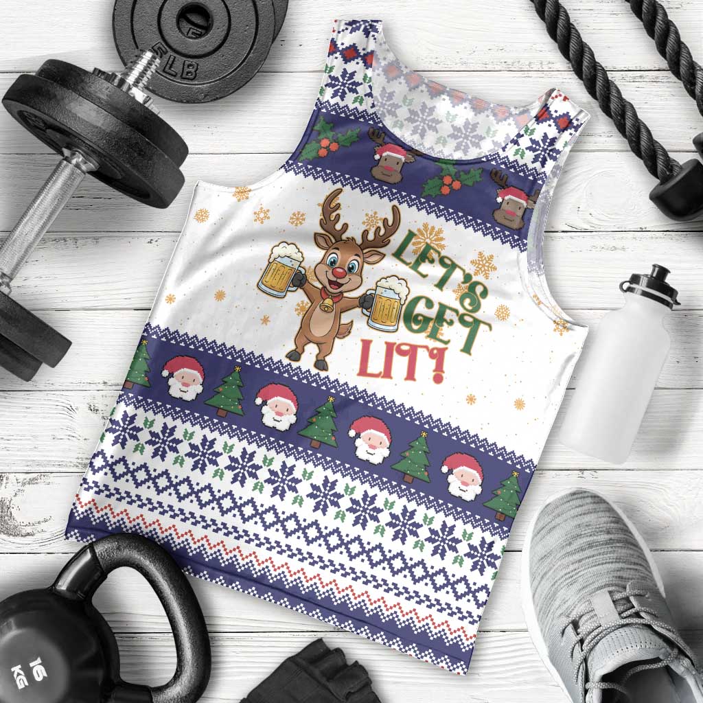Reindeer Beer Christmas Men Tank Top Xmas Holiday Patterns - Wonder Print Shop