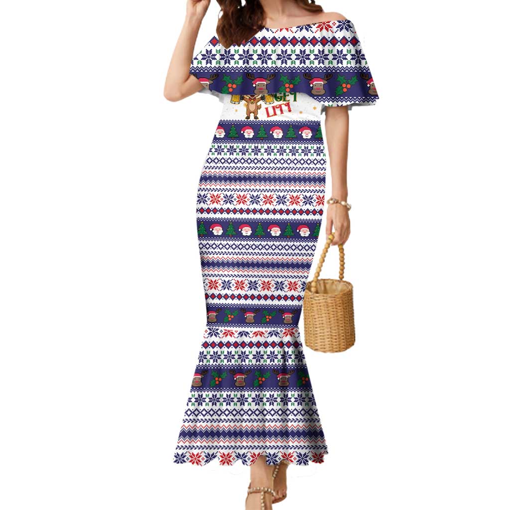 Reindeer Beer Christmas Mermaid Dress Xmas Holiday Patterns - Wonder Print Shop