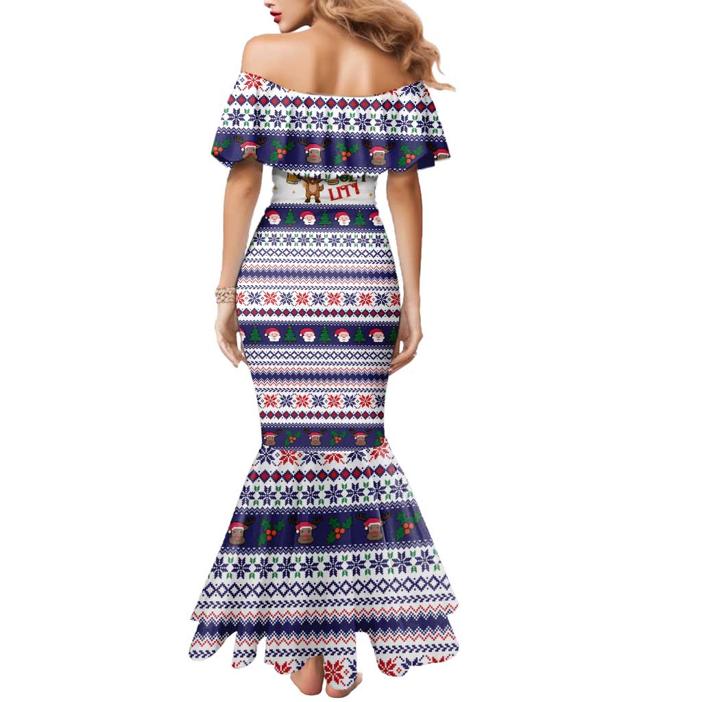 Reindeer Beer Christmas Mermaid Dress Xmas Holiday Patterns - Wonder Print Shop