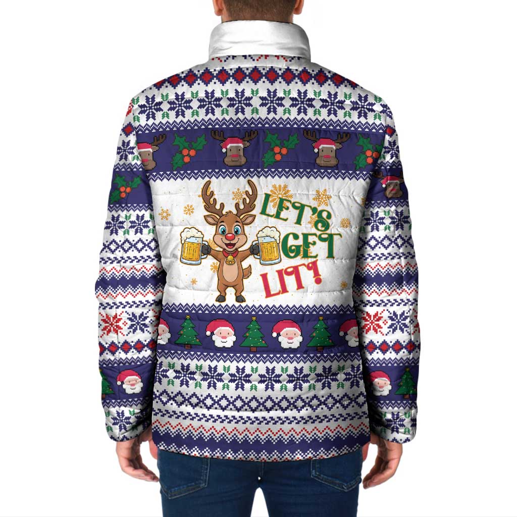 Reindeer Beer Christmas Padded Jacket Xmas Holiday Patterns - Wonder Print Shop