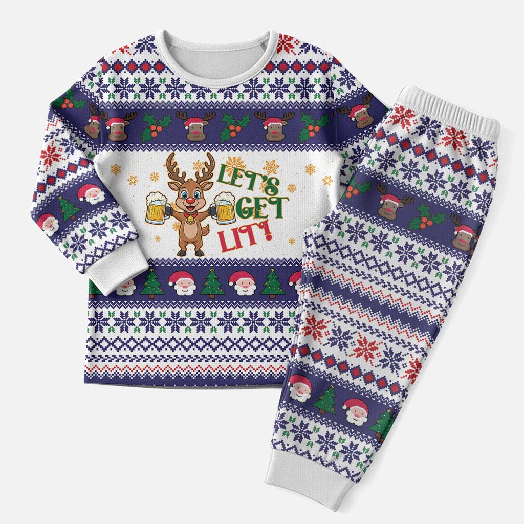 Reindeer Beer Christmas Pajama Set Xmas Holiday Patterns - Wonder Print Shop