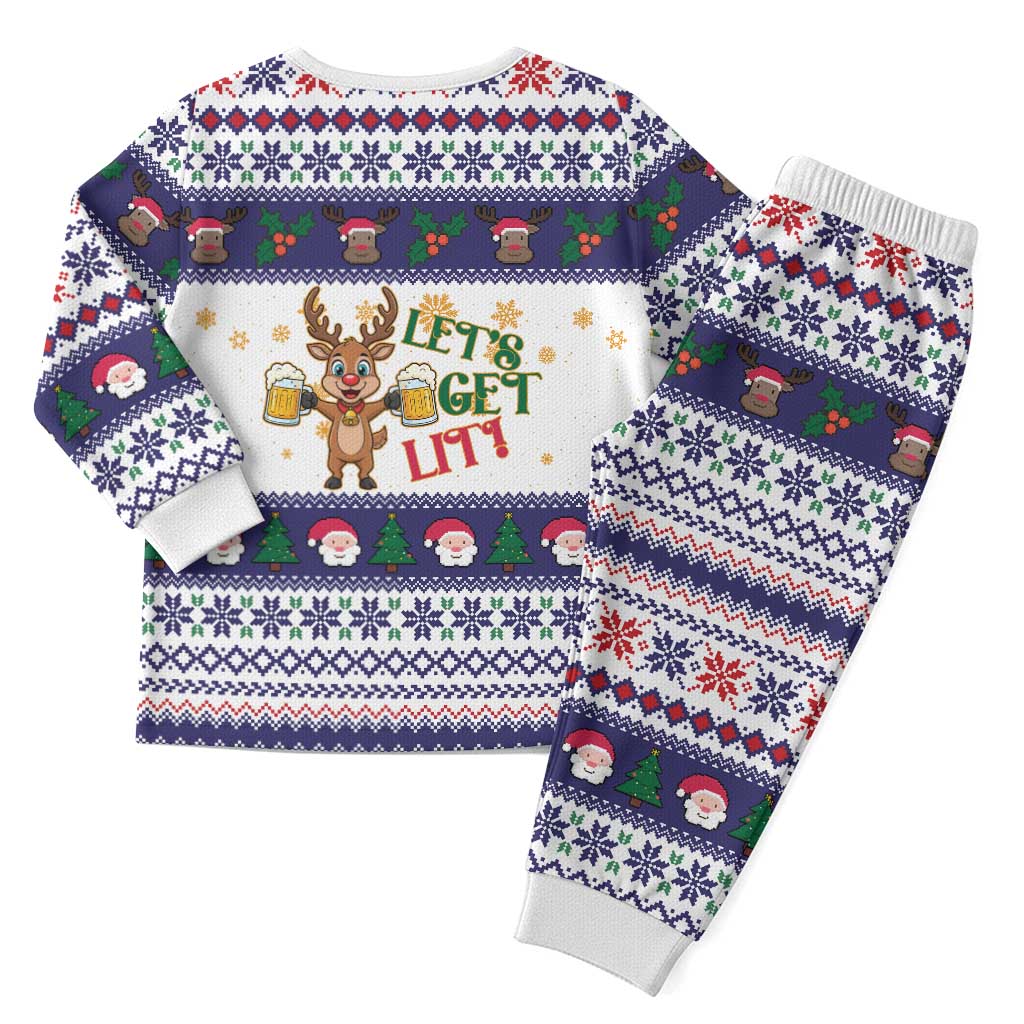 Reindeer Beer Christmas Pajama Set Xmas Holiday Patterns - Wonder Print Shop