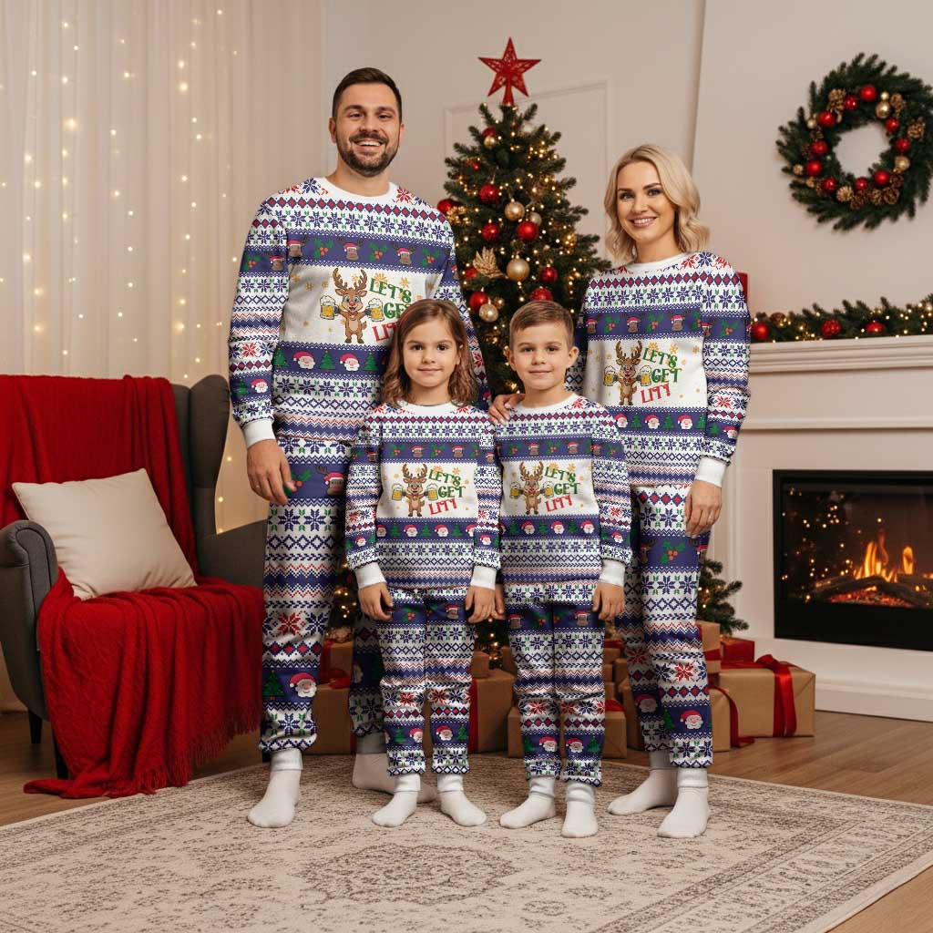 Reindeer Beer Christmas Pajama Set Xmas Holiday Patterns - Wonder Print Shop