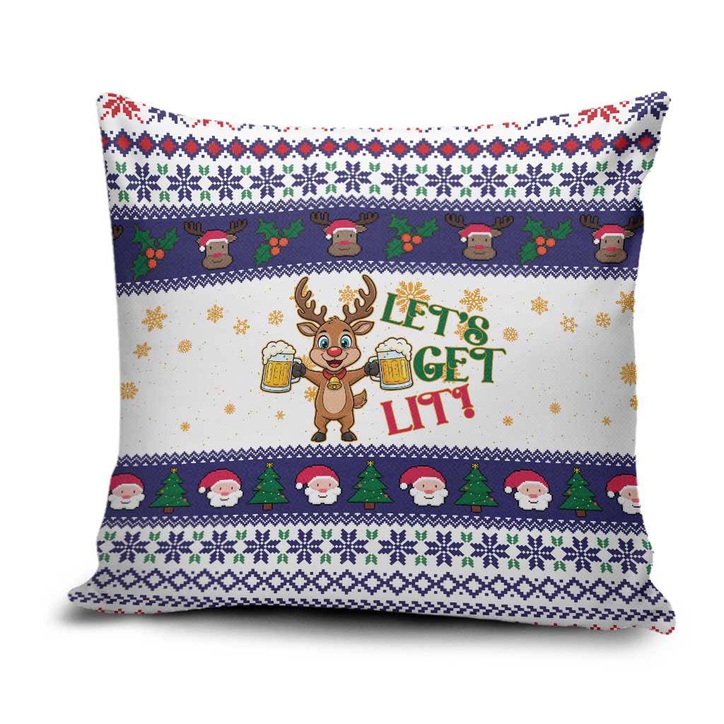 Reindeer Beer Christmas Pillow Cover Xmas Holiday Patterns - Wonder Print Shop