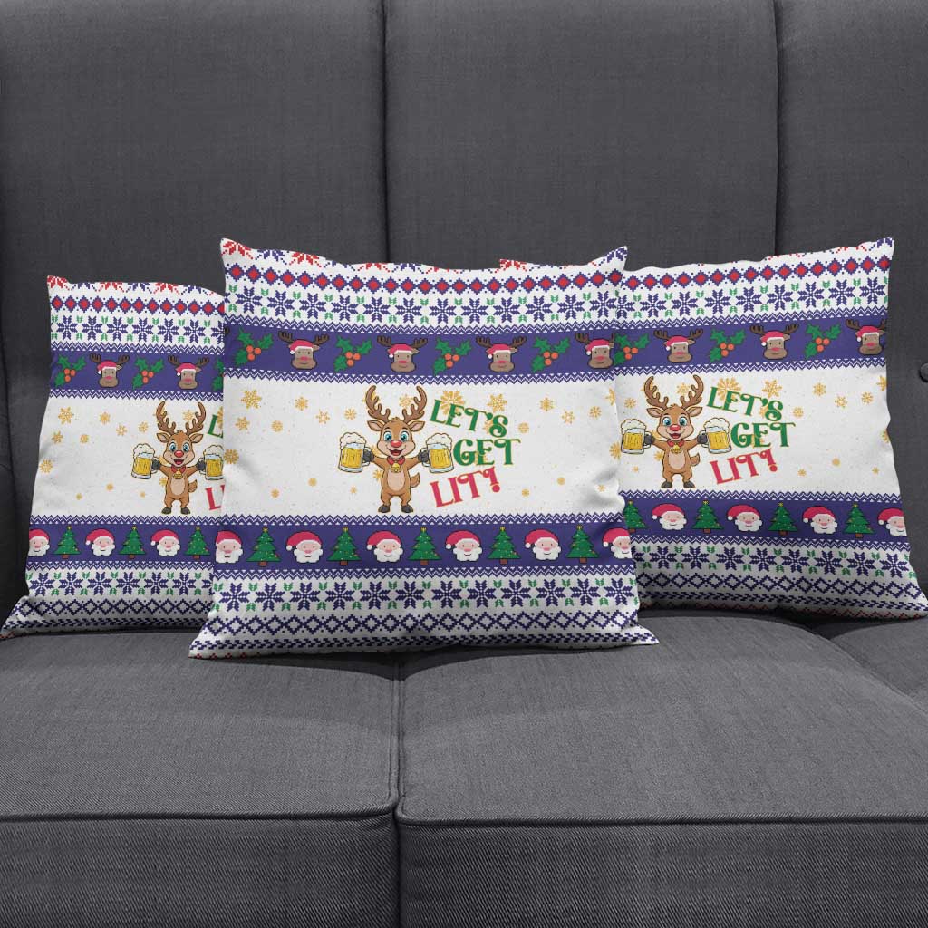Reindeer Beer Christmas Pillow Cover Xmas Holiday Patterns - Wonder Print Shop
