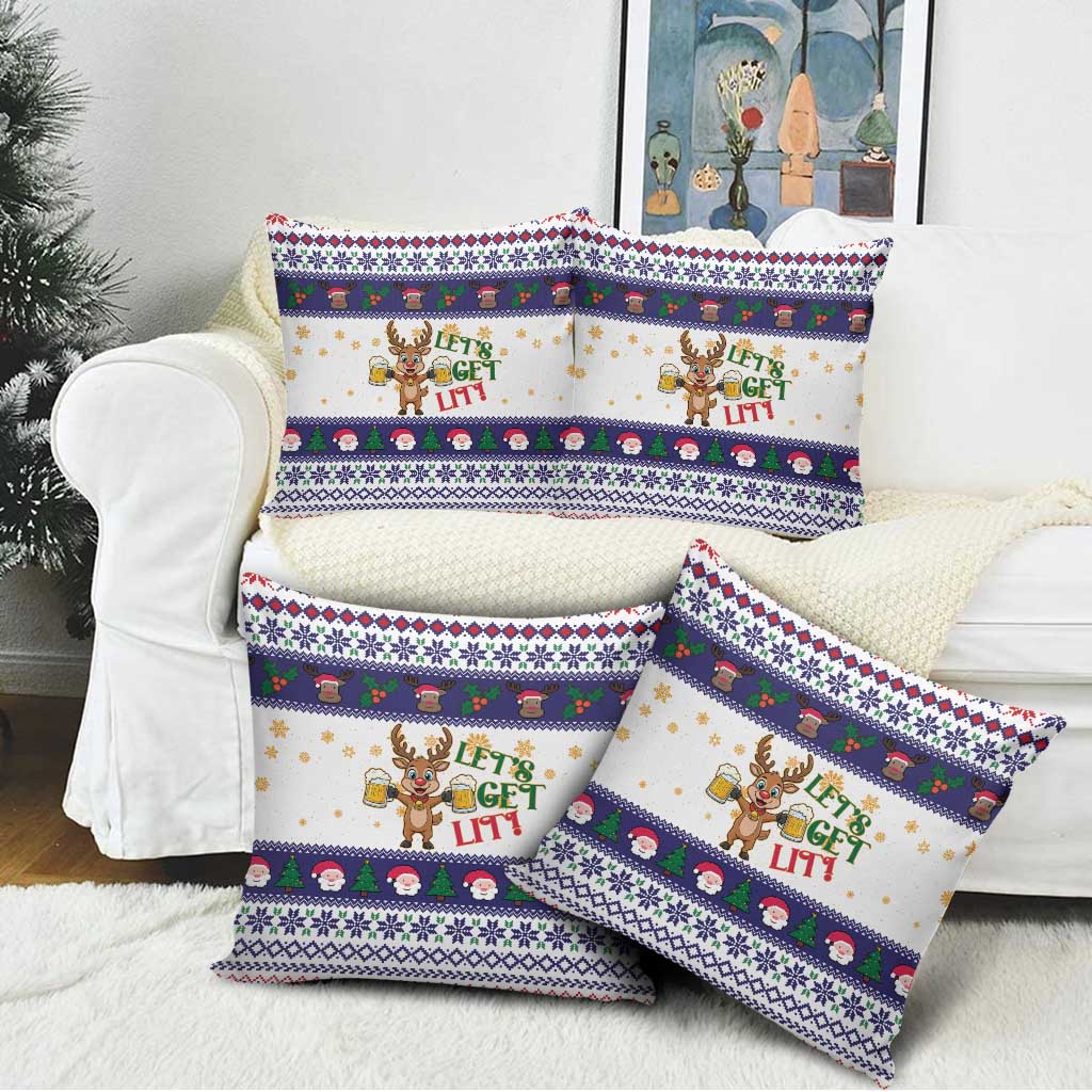 Reindeer Beer Christmas Pillow Cover Xmas Holiday Patterns - Wonder Print Shop