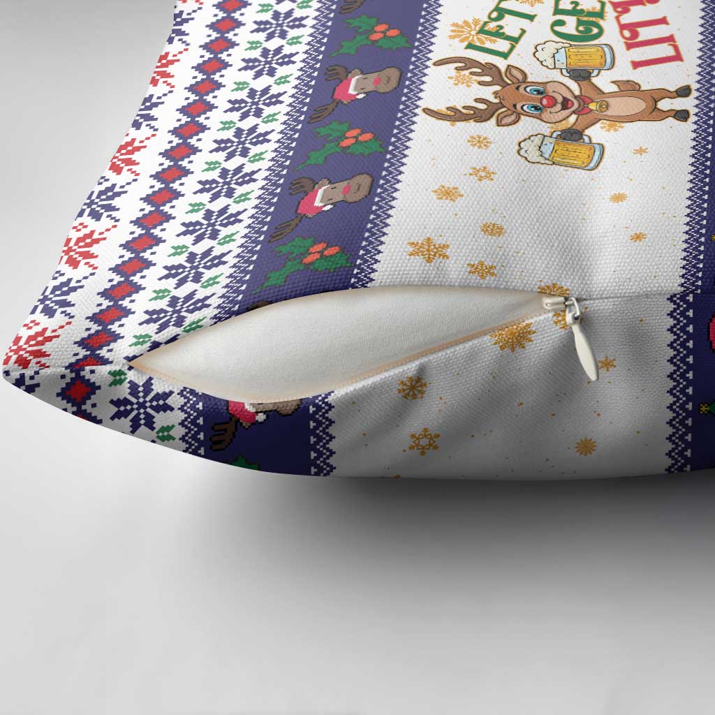 Reindeer Beer Christmas Pillow Cover Xmas Holiday Patterns - Wonder Print Shop