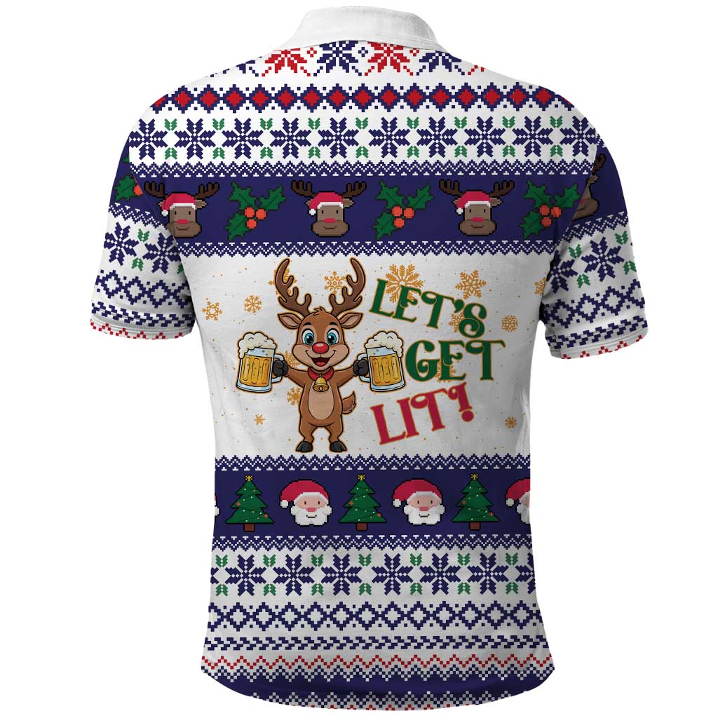 Reindeer Beer Christmas Polo Shirt Xmas Holiday Patterns - Wonder Print Shop