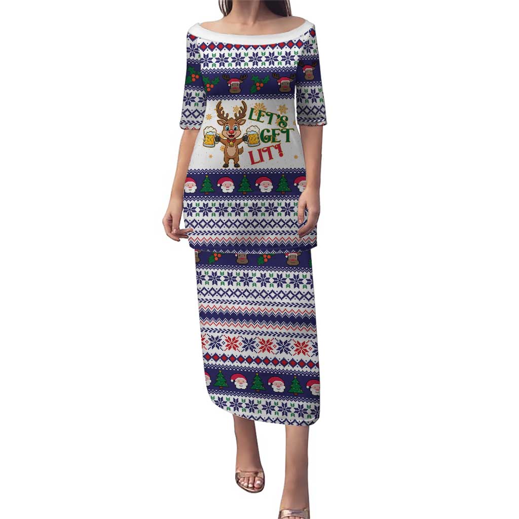 Reindeer Beer Christmas Puletasi Xmas Holiday Patterns - Wonder Print Shop