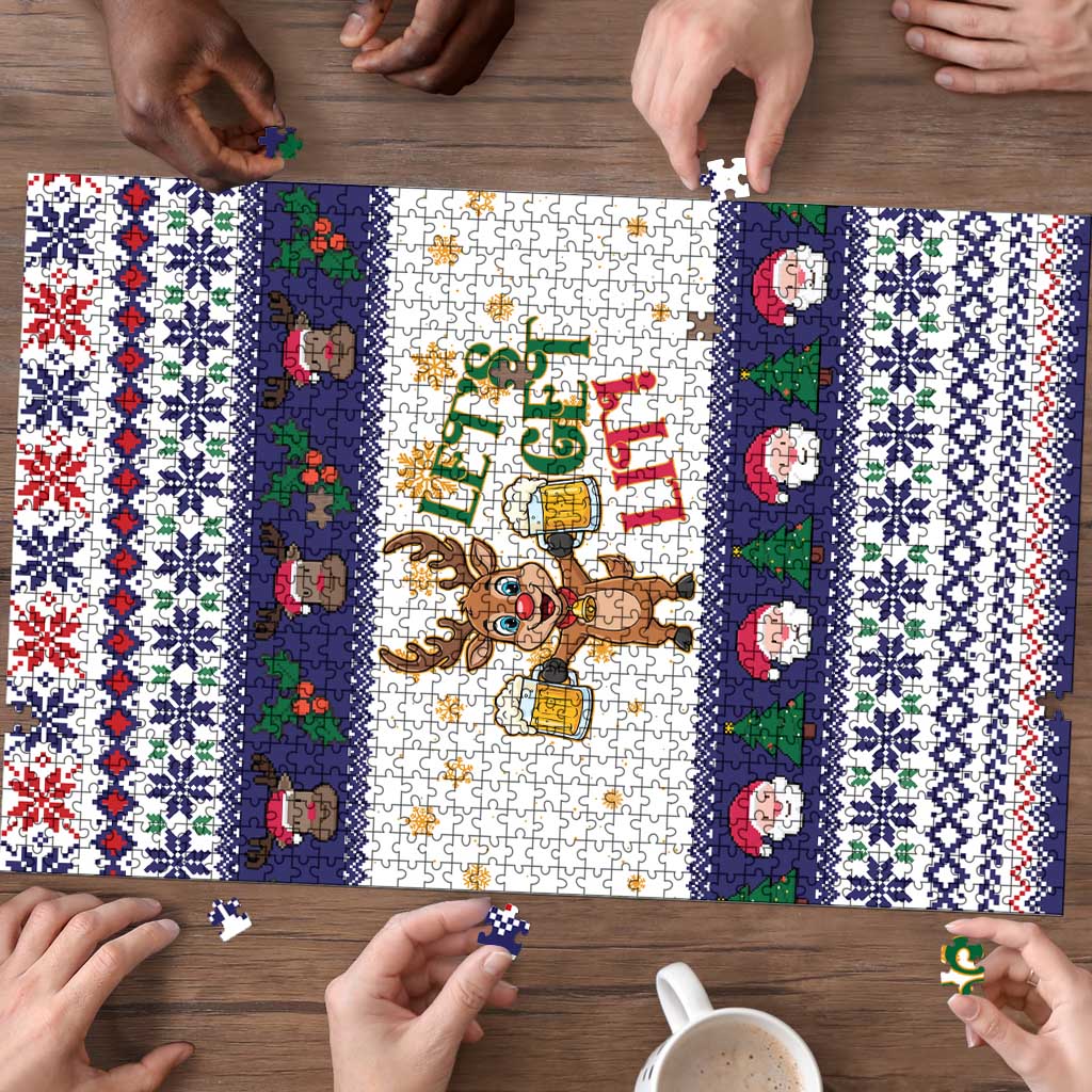 Reindeer Beer Christmas Puzzle Xmas Holiday Patterns - Wonder Print Shop