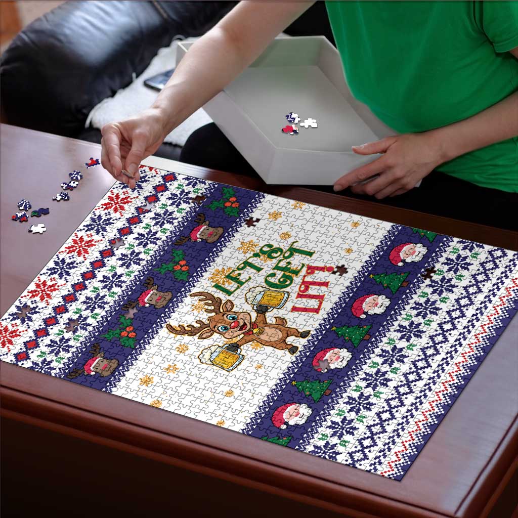 Reindeer Beer Christmas Puzzle Xmas Holiday Patterns - Wonder Print Shop
