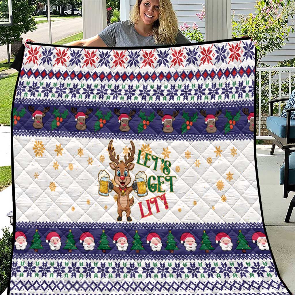 Reindeer Beer Christmas Quilt Xmas Holiday Patterns - Wonder Print Shop