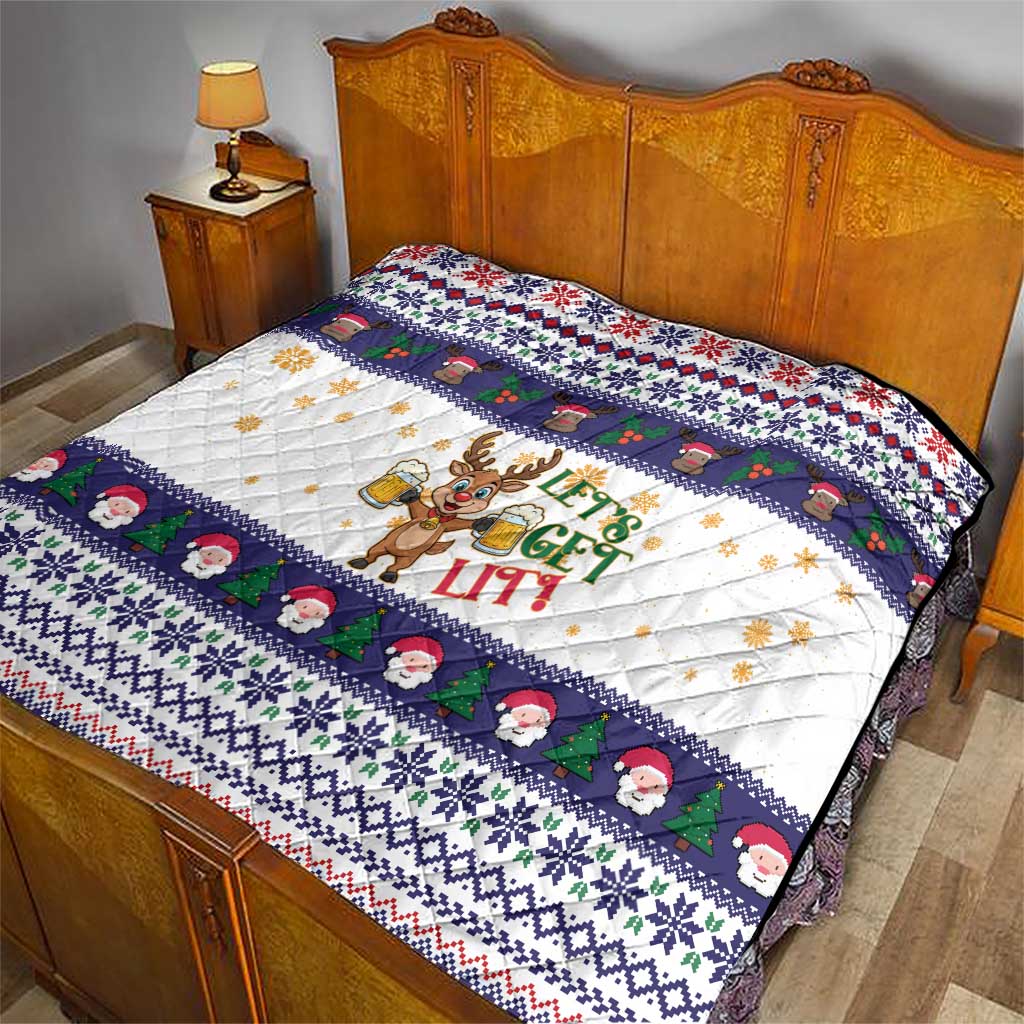 Reindeer Beer Christmas Quilt Xmas Holiday Patterns - Wonder Print Shop